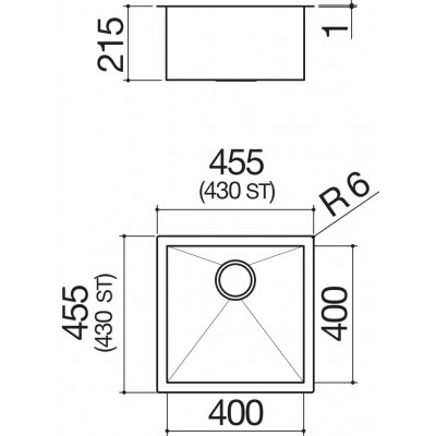 Barazza 1q4040s square bowl sink 40x40 cm