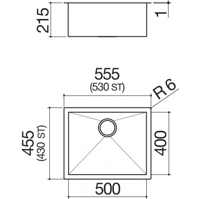 Barazza 1q5040i square bowl sink 50x40 cm